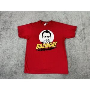 The Big Bang Theory Shirt Mens Large Red Bazinga Shelton Graphic Tee Logo Y2k